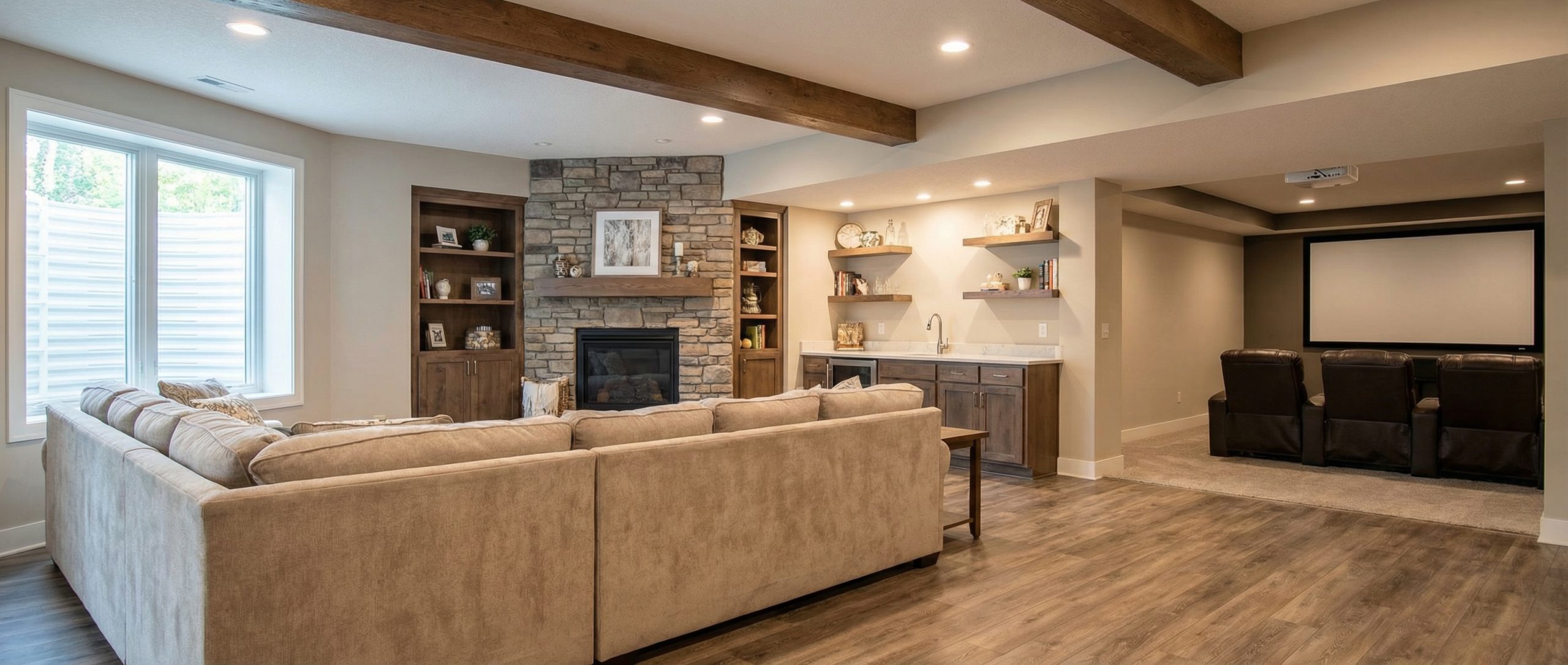 Beautiful finished basement with LVP flooring in a GTA home