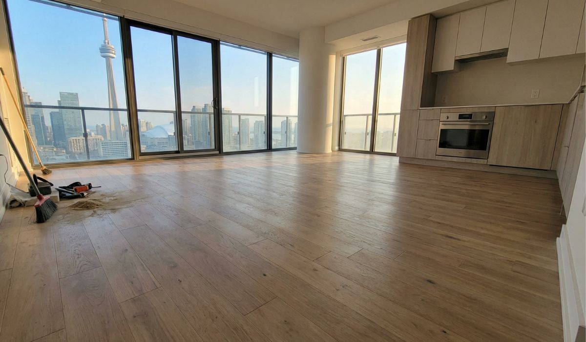 Finished condo flooring installation in a GTA high-rise unit
