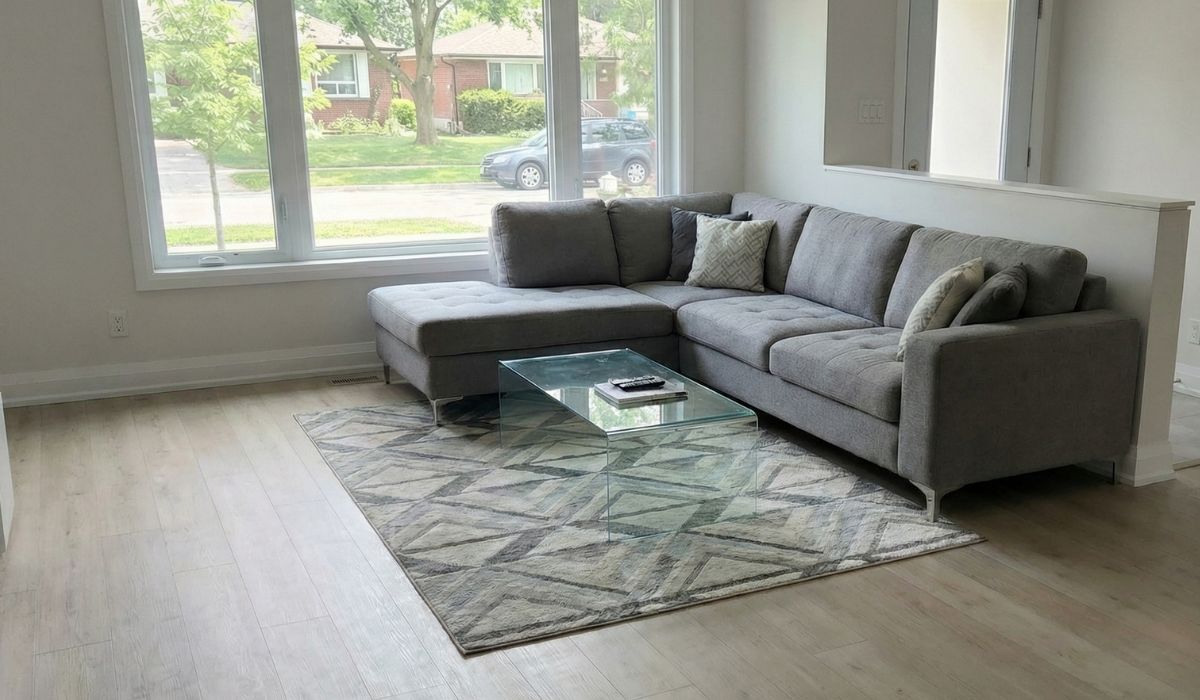 Finished hardwood floor in a North York or Woodbridge home with modern furnishings