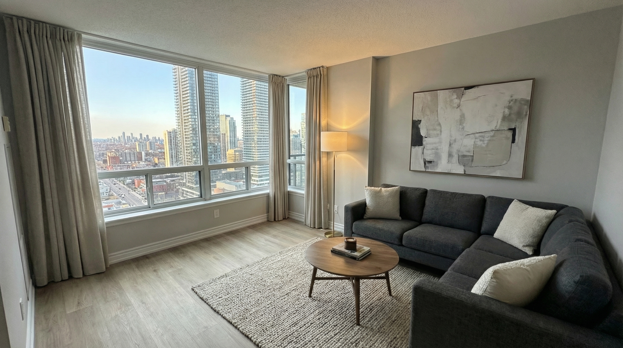 Modern Toronto condo with luxury vinyl plank flooring