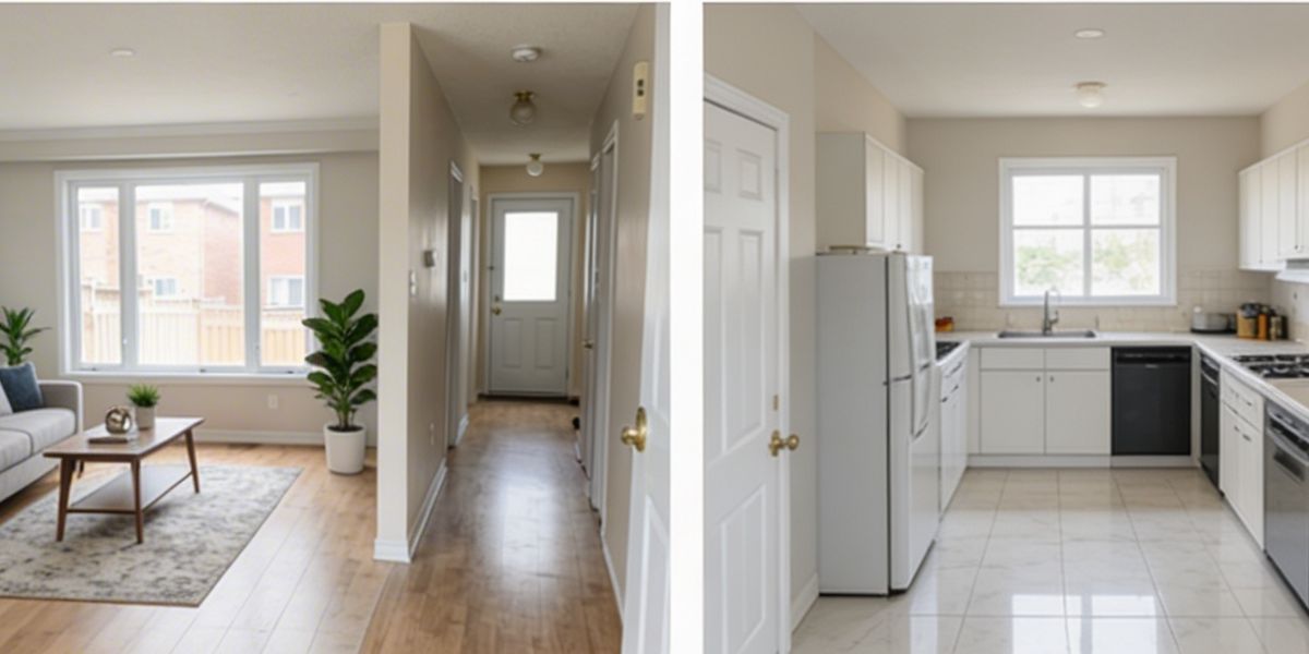 New hardwood floors in a staged GTA home for sale