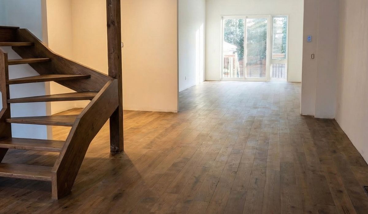 Brand new hardwood flooring installed in an empty GTA home before move-in