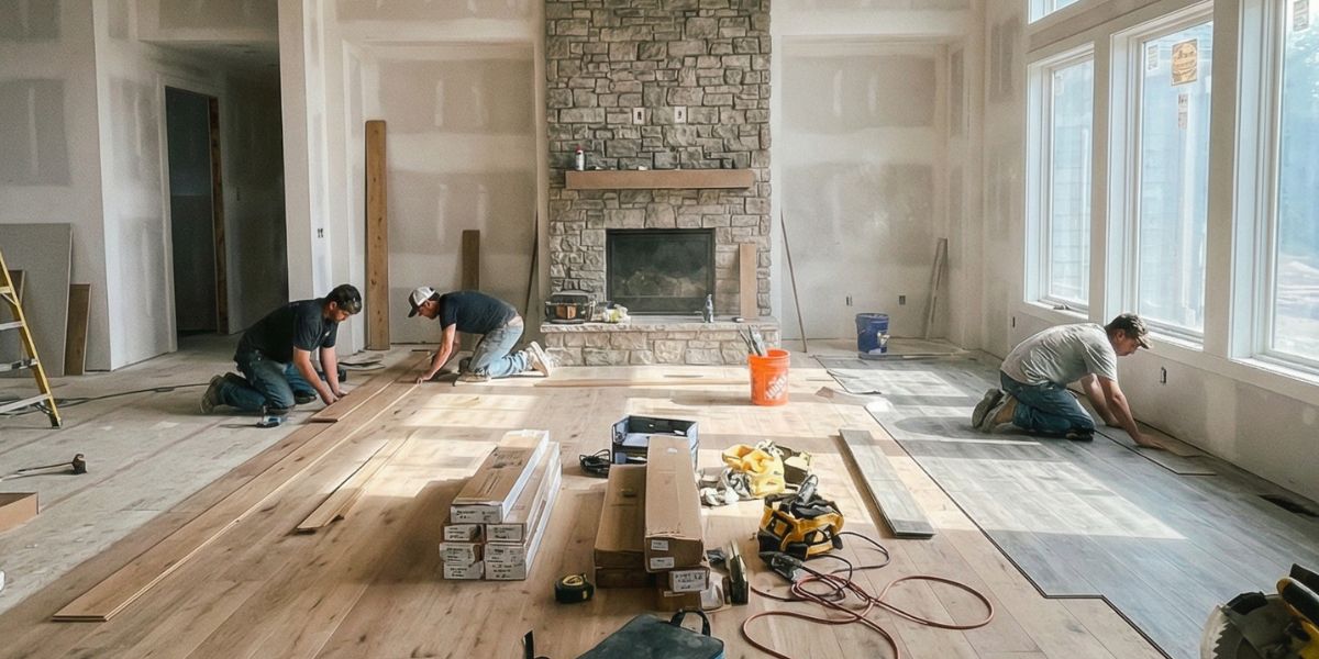 Side-by-side comparison of luxury vinyl plank and hardwood flooring in a GTA home