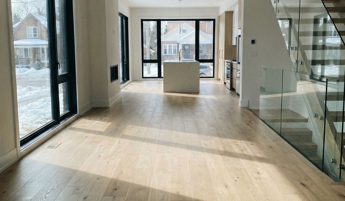 New flooring installed in an empty house before move-in day in the GTA