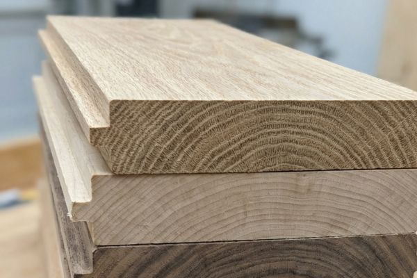 Solid hardwood flooring planks showing natural wood grain